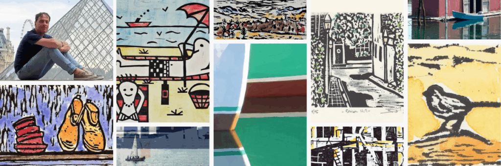 Artist Dominique Lecomte and a sampling of his wor