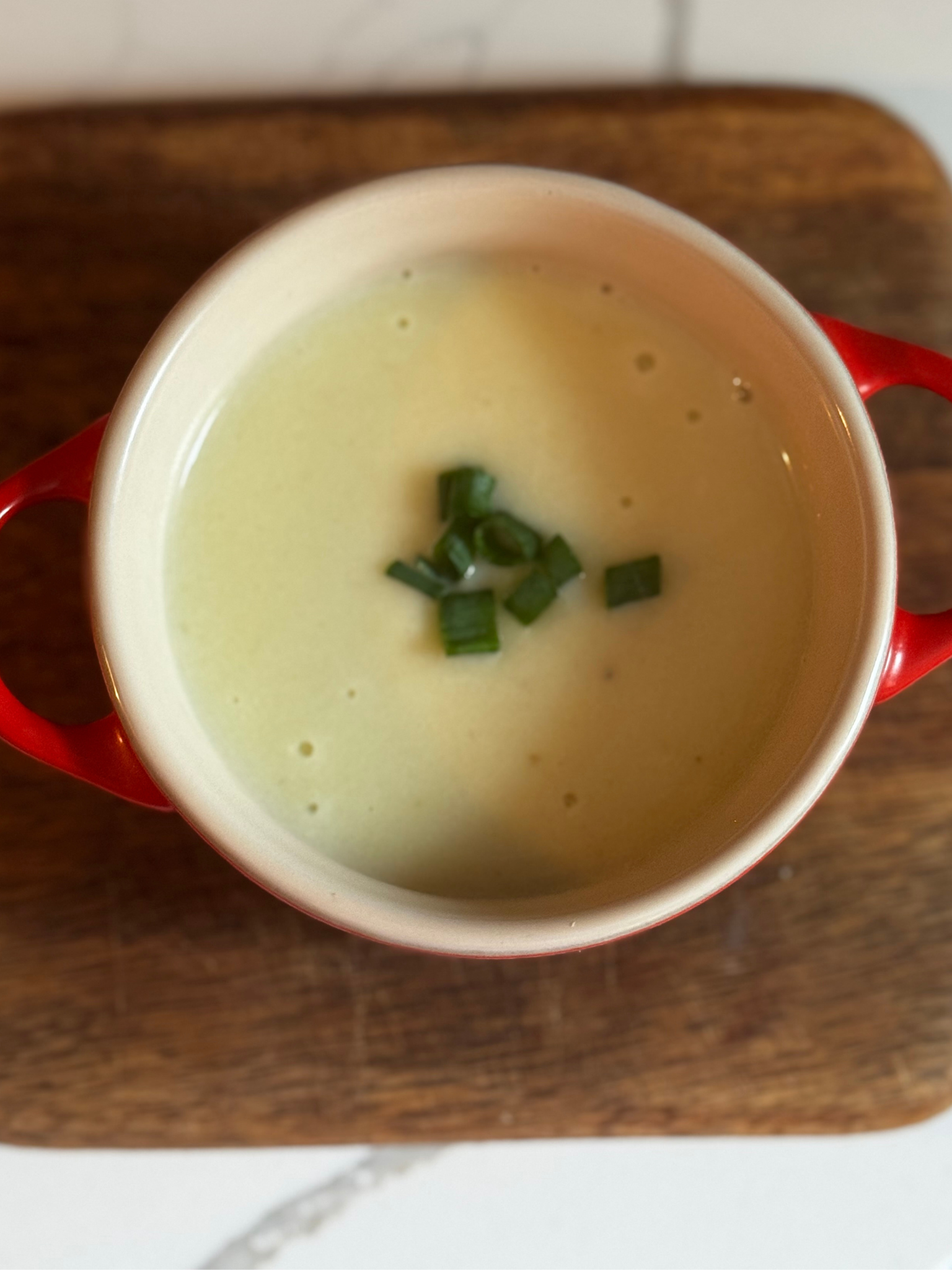 Picture of a croc of creamy soup