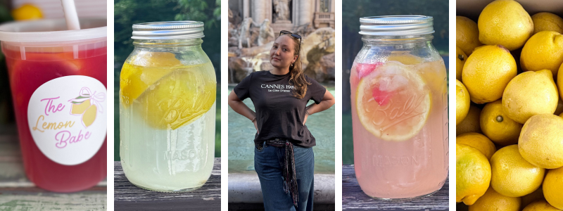 snhfm vendor banners Pictures of lemonade, lemons, and a young woman standing in front of the Trevi Fountain